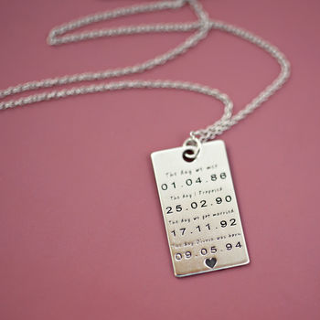 Important Dates Necklace In Sterling Silver, 6 of 9