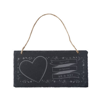 Send With Love Wedding Countdown Illustrated Slate Sign, 2 of 2