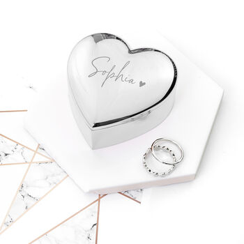 Engraved Signature Name Heart Trinket Box, 3 of 4