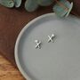 Sterling Silver Mini Kiss Cross Stud Earrings, thumbnail 2 of 6