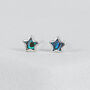 Mini Sterling Silver Blue Star Stud Earrings, thumbnail 1 of 8