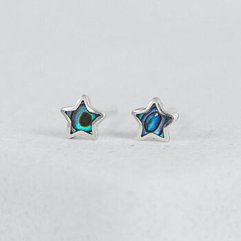Mini Sterling Silver Blue Star Stud Earrings, 2 of 9