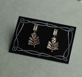 Art Deco Crystal Feather Earrings, 3 of 7