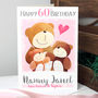 Personalised Mummy Bear Age Birthday Card, thumbnail 1 of 12
