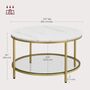 Coffee Table Marble Round Tempered Glass Storage Shelf, thumbnail 10 of 12