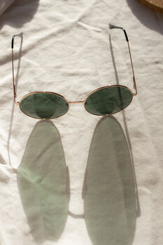 Green Gold Oversized Round Circle Wire Frame Sunglasses, 4 of 6