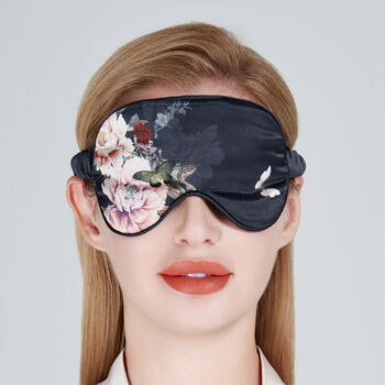 Silk Sleep Mask Gift Box Eye Mask 100% Pure Soft Mulberry Silk Black Floral Luxury Travel Gift Blackout Hypoallergenic, 8 of 8