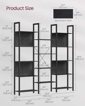 Bookcase Metal Frame Bookshelf Industrial Shelf Unit, 10 of 12