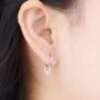 Silver Initials Hoop Earrings, Initial V Earrings, Pave Hoops, thumbnail 2 of 7