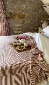 Hestia Modern, Striped Cotton Blanket Pink Terracotta, 8 of 12