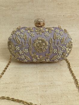 Purple Pearl Oval Clutch Bag, 9 of 9