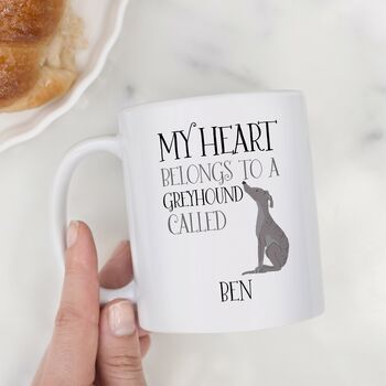 Personalised My Heart Belongs To A Greyhound Mug, 3 of 3