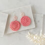 925 Sterling Silver Rose Quartz Pink Rattan Earrings, thumbnail 3 of 5