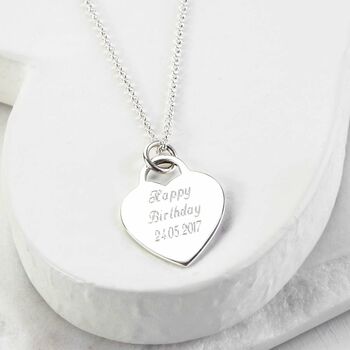 Sterling Silver Large Engravable Heart Necklace, 2 of 4