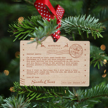 Personalised Telegram From Santa Christmas Tree Decoration, 5 of 7