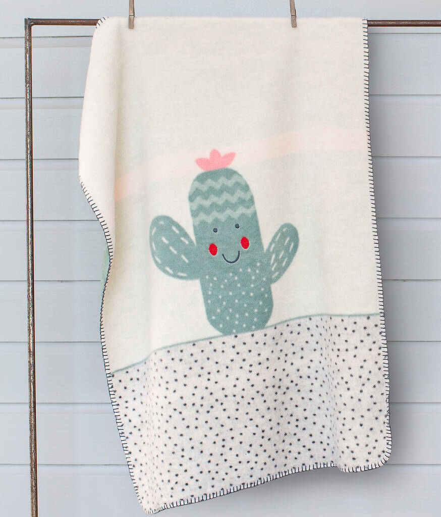Personalised Cactus Baby Blanket By The Alphabet Gift Shop