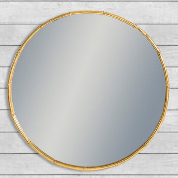 Antique Gold Round Metal Bamboo Wall Mirror, 4 of 5