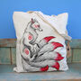 White Fox Kitsune Tote Bag ~ Organic And Fairtrade Cotton, thumbnail 1 of 2