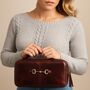 Personalised Snaffle Bit Leather Washbag, thumbnail 1 of 12