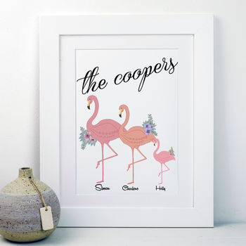 Personalised Family Flamingo Print, 2 of 3