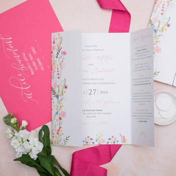 Wildflower Folded Wedding Invitation, 5 of 6