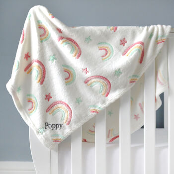 Personalised Soft Rainbow Baby Blanket, 2 of 8