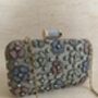 Grey Handcrafted Multicoloured Flower Rectangular Clutch, thumbnail 5 of 11