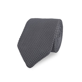 Men's Knitted Bow Tie In Dark Grey | Perfect Wedding Neck Tie For Groomsmen | Gents Woven Tie, 6 of 9