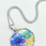 Pendant Necklace With Colourful Flowers In Silver Or Gold, thumbnail 5 of 10