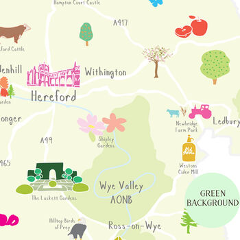 Map Of Herefordshire Art Print, 4 of 5