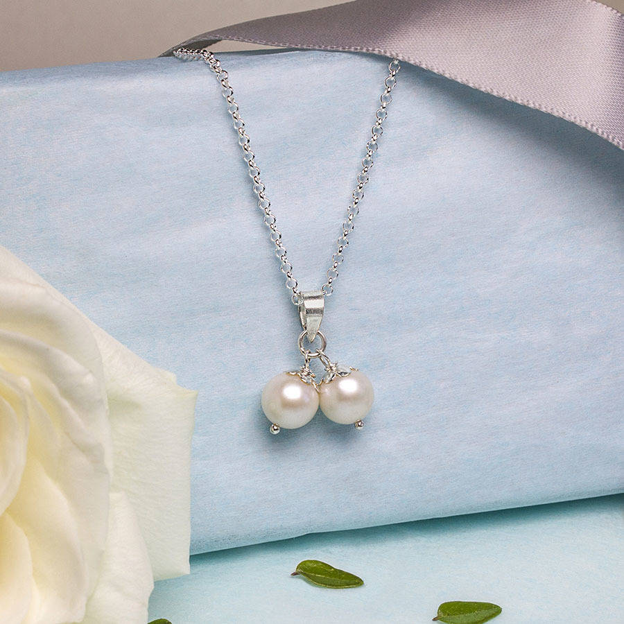 Silver And Double Pearl Necklace By Martha Jackson Sterling Silver