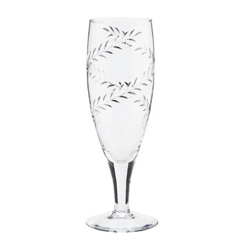 Set Of Four Cut Glass Floral Champagne Flutes, 3 of 3