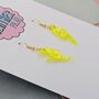 Neon Yellow Glitter Lightning Bolt Earrings Small And Large, thumbnail 8 of 10