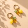 Lemon And Citrus Charm Hoop Earrings, thumbnail 1 of 2
