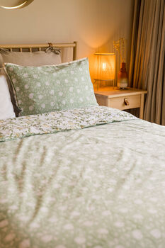 Indian Cotton Sage Bloom Reversible Bedding Set, 3 of 3