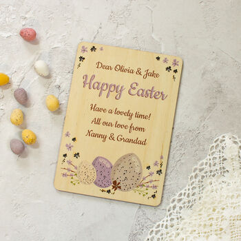 Personalised Easter Card, Wooden Keepsake, 2 of 3