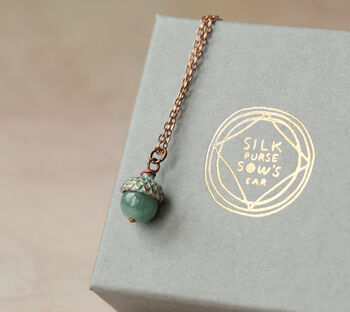 Storm Blue Jade Acorn Necklace, 8 of 9