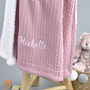 Personalised Dusty Pink Pom Pom Baby Blanket, thumbnail 3 of 6