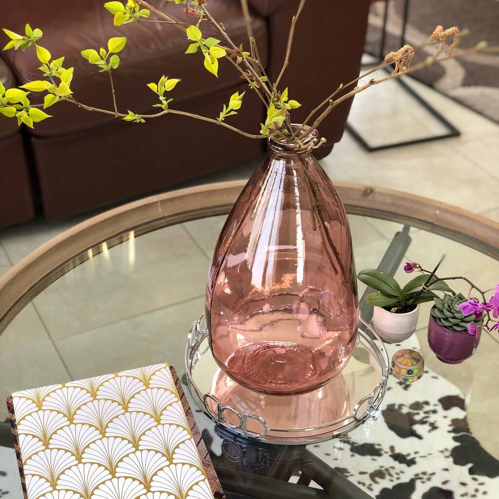 Recycled Glass Vase 36 Cm Blown Glass Six Colours By The Recycled