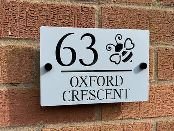 Personalised Heart Wing Bee Design House Acrylic Number Sign, 5 of 5