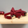 Luxury Cranberry Herringbone Dog Collar, thumbnail 1 of 11