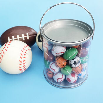 Gift Bucket Of Chocolate Sports Balls, 2 of 3