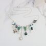 Turquoise And Green Gemstone Sterling Silver Charm Necklace, thumbnail 5 of 11
