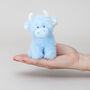 Personalised Mini Baby Blue Collectible Highland Cow Toy, Gift Boxed, thumbnail 7 of 11