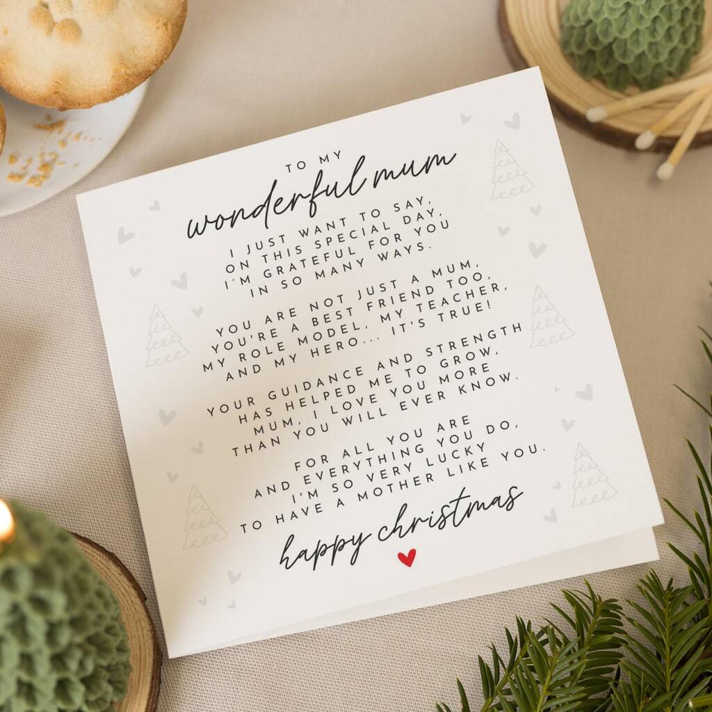 Personalised Mum Christmas Card With Heartfelt Poem, 1 of 7