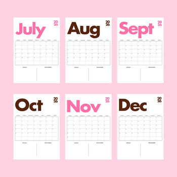 2026 Pink Burgundy Minimal Calendar, 2 of 2