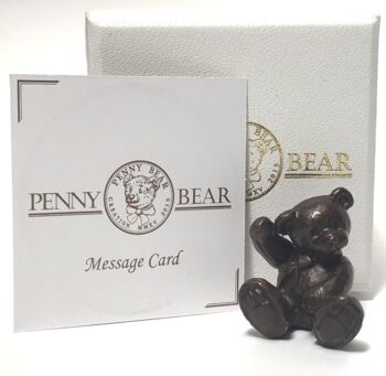 ‘Milo’ Solid Bronze Miniature Teddy Bear In Gift Box, 5 of 5