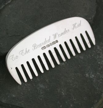Personalised Sterling Silver Moustache And Beard Comb, 2 of 2