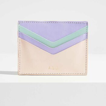 Personalised Pastel Leather Card Holder, 2 of 5