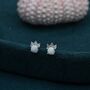 Tiny White Opal With Cz Stud Earrings Sterling Silver, thumbnail 4 of 9